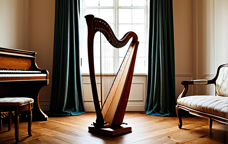 Traditional Harp**

"A beautifully crafted wooden harp, standing elegantly in a sunlit music room, fully clothed, safe for work, perfect anatomy, natural proportions, appropriate content, professional photograph, modest details, family-friendly."

**