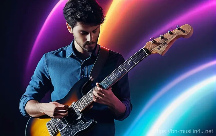 기타 연습 프로그램 - **A dynamic shot of a teenager, aged 16, wearing a stylish hoodie and athletic pants, intensely focu...