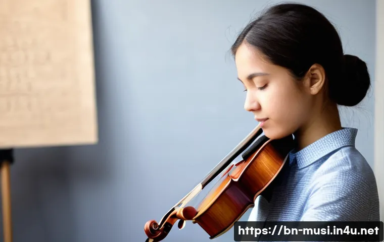 바이올린 연습 자세 - **Prompt 1: The First Connection - Mastering the Posture**
    "A serene young person, around 15-18 ...